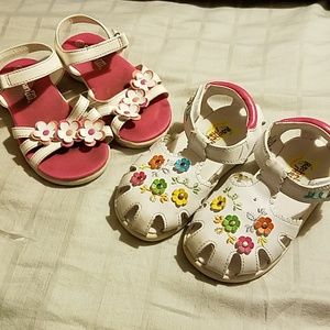 Two pairs size 8 and 8 1/2 girls sandals